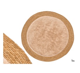 ALFOMBRA YUTE ANTIDESLIZANTE RDND PELO BEIGE 100CM