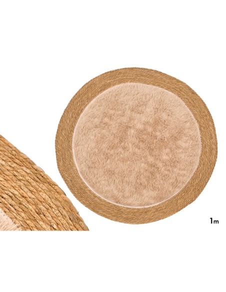 ALFOMBRA YUTE ANTIDESLIZANTE RDND PELO BEIGE 100CM