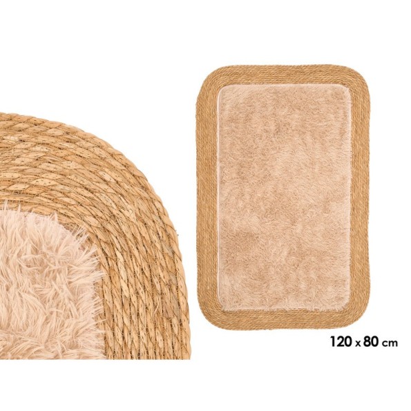 ALFOMBRA YUTE ANTIDES RECT PELO BEIGE 120X80CM