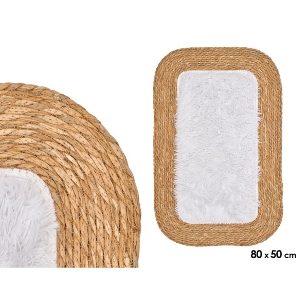 ALFOMBRA YUTE ANTIDESLIZANTE RECT BLANCO 80X50CM