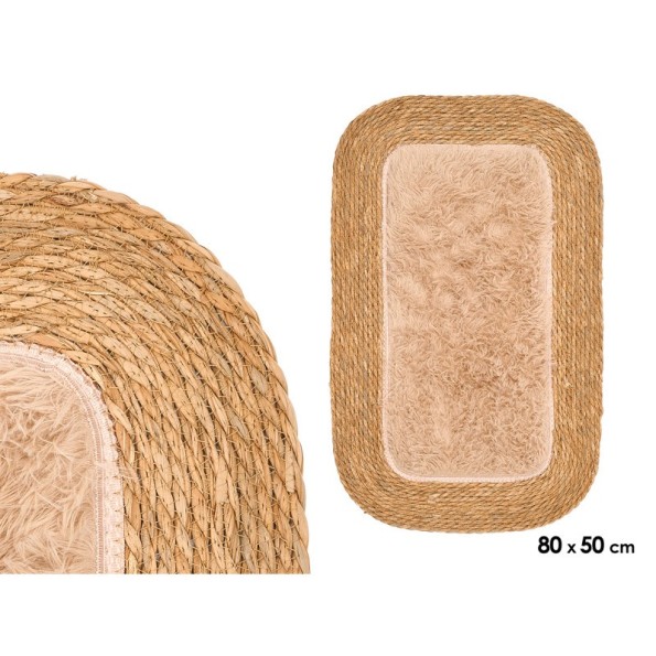 ALFOMBRA YUTE ANTIDESLIZANTE RECT BEIGE 80X50CM