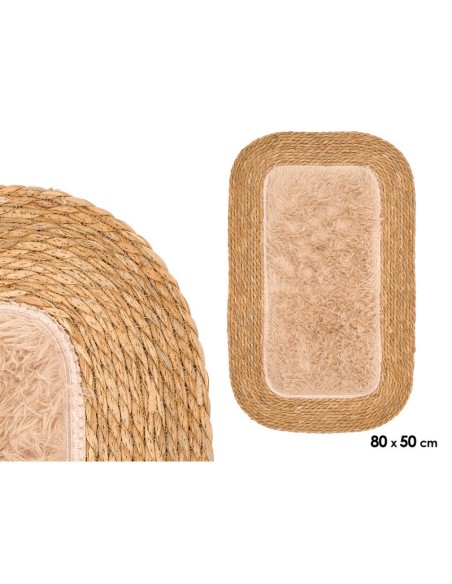 ALFOMBRA YUTE ANTIDESLIZANTE RECT BEIGE 80X50CM