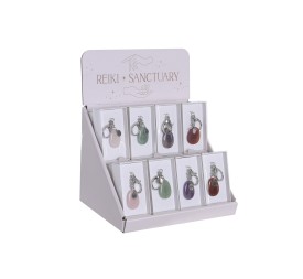 LLAVERO PIEDRA ZINC 3X0,1X8 CUARZO ROSA 4 SURT.