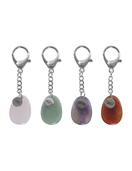 LLAVERO PIEDRA ZINC 3X0,1X8 CUARZO ROSA 4 SURT.