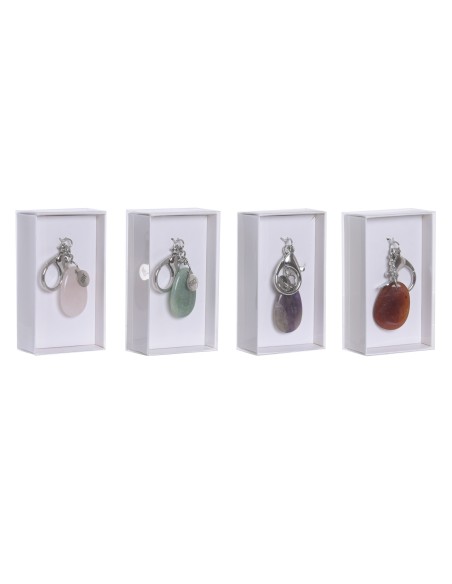LLAVERO PIEDRA ZINC 3X0,1X8 CUARZO ROSA 4 SURT.
