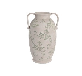 JARRON TERRACOTA 26X23X41 FLORAL ARTESANAL BLANCO