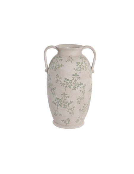 JARRON TERRACOTA 26X23X41 FLORAL ARTESANAL BLANCO
