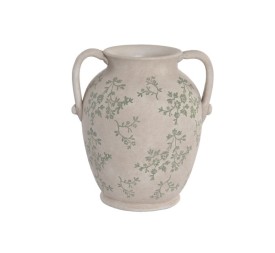 JARRON TERRACOTA 21X18X24 FLORAL ARTESANAL BLANCO