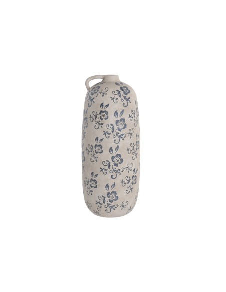 JARRON TERRACOTA 20X20X50 FLORAL ARTESANAL BLANCO