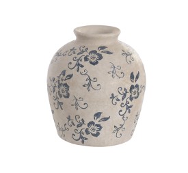 JARRON TERRACOTA 20X20X20 FLORAL ARTESANAL BLANCO