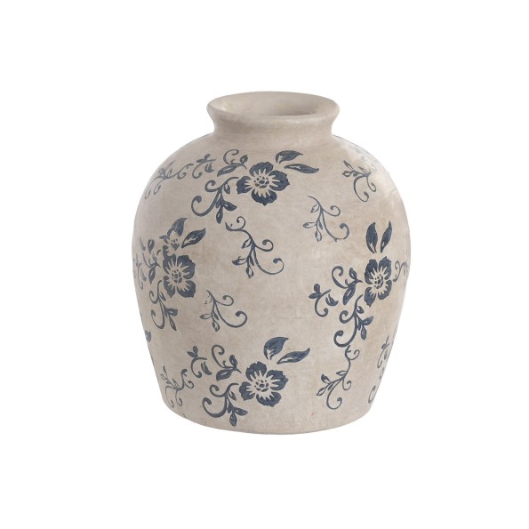 JARRON TERRACOTA 20X20X20 FLORAL ARTESANAL BLANCO