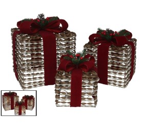 CAJA REGALO X3 C/45 LUCES 15-20-25CM NATURAL