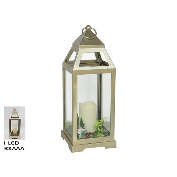 FAROL 1 LED DORADO 17,8X17,8X46CM