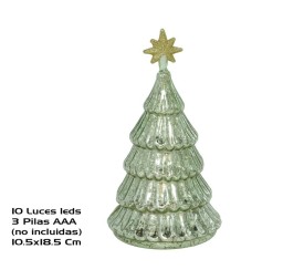 ARBOL CRISTAL C/ LED VERDE 10,5X18,5CM