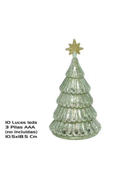 ARBOL CRISTAL C/ LED VERDE 10,5X18,5CM