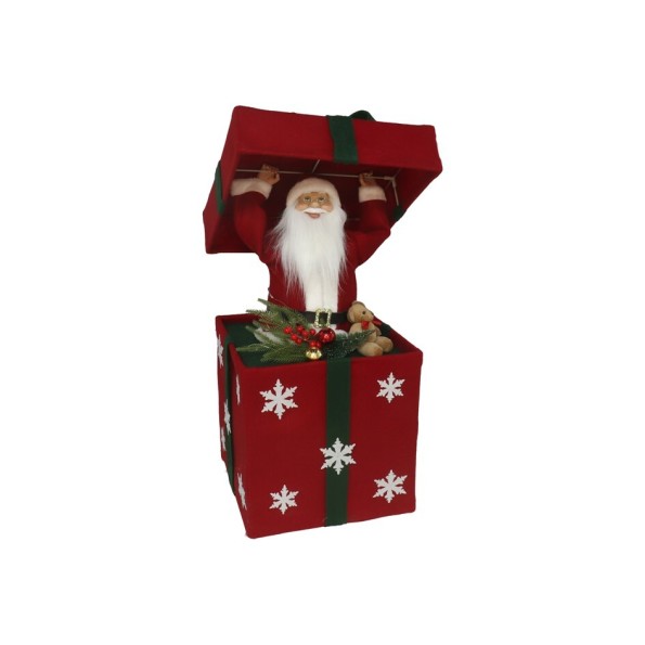 PAPA NOEL EN REGALO DEC. PLEGABLE 20 LUCES 65 CM