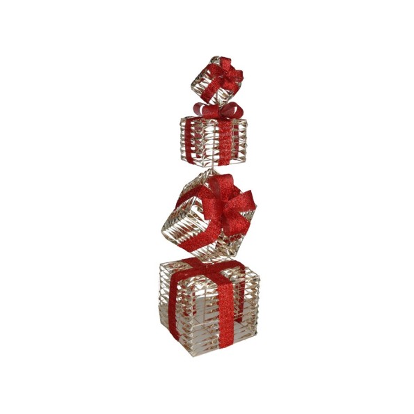 CAJAS REGALO X4 C/100 LUCES 25X90CM ORO