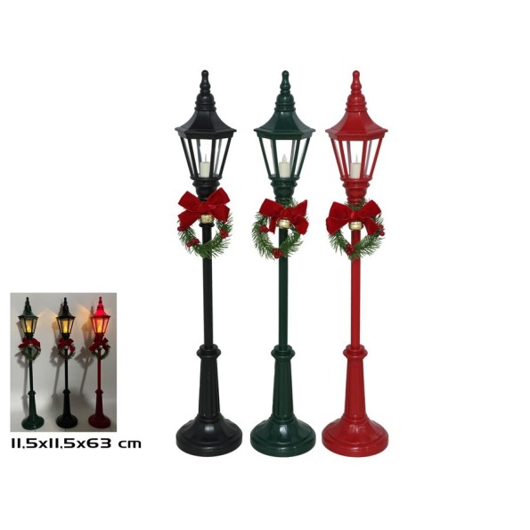 FAROLA NAVIDAD LUZ 3 STD. 11.5X11.5X63CM