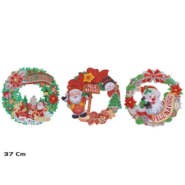 COLGANTE FELIZ NAVIDAD 3 STD D37CM CARCLI