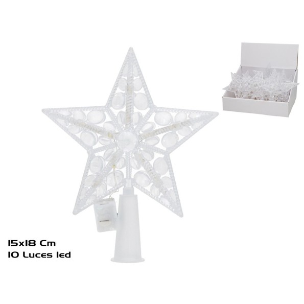 PUNTA ESTRELLA PINO NAVIDAD 15X18CM 10 LED