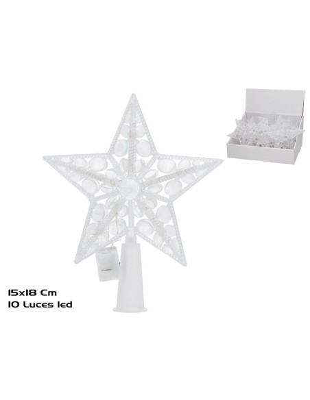 PUNTA ESTRELLA PINO NAVIDAD 15X18CM 10 LED