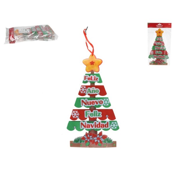 COLGANTE ARBOL XMAS CON 10 LEDS 40.5X22.5X1.5CM POUSHY