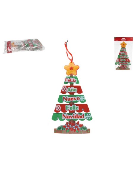 COLGANTE ARBOL XMAS CON 10 LEDS 40.5X22.5X1.5CM POUSHY