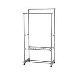 PERCHERO DOBLE CON ESTANTE Y RUEDAS 77X39X157CM 7HOUSE