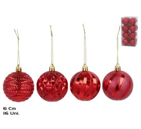 BOLA NAVIDAD X16 6CM ROJO 4STD LIV