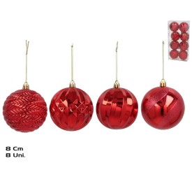 BOLA NAVIDAD X8 8CM ROJO 4STD LIV