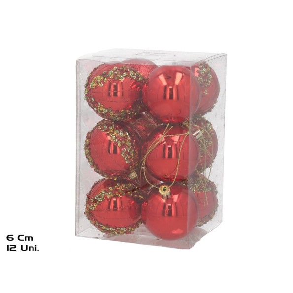 BOLA NAVIDAD X12 6CM ROJO BR