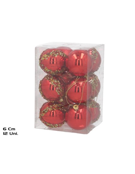 BOLA NAVIDAD X12 6CM ROJO BR