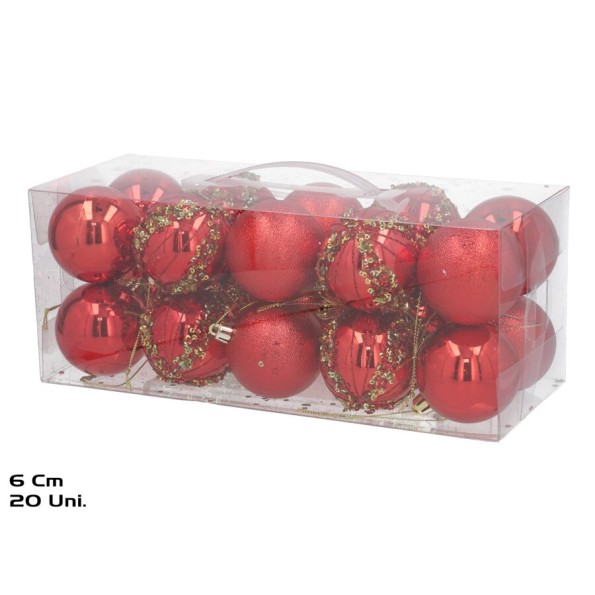 BOLA NAVIDAD X20 6CM ROJO BR