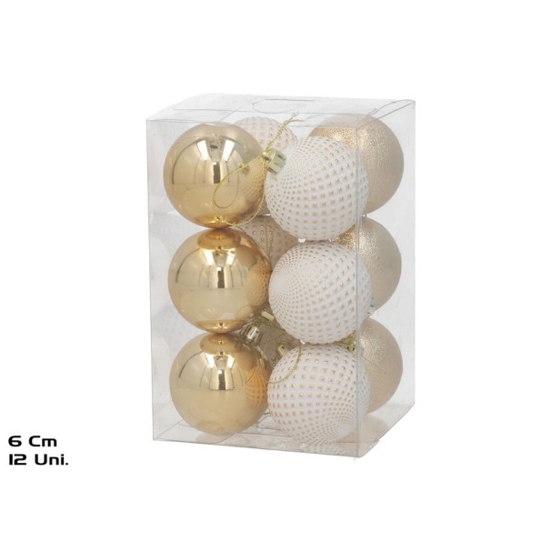 BOLA NAVIDAD X12 6CM BLANCO