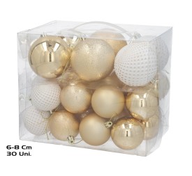 BOLA NAVIDAD X30 6CM/8CM BLANCO