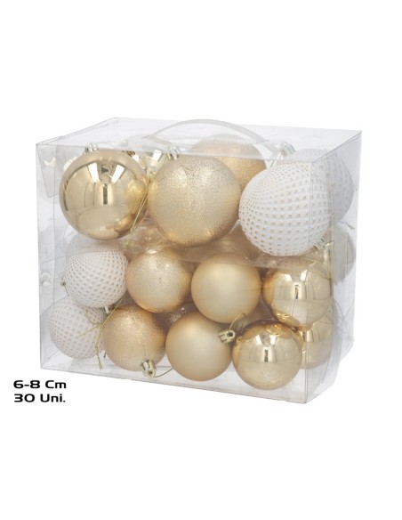 BOLA NAVIDAD X30 6CM/8CM BLANCO