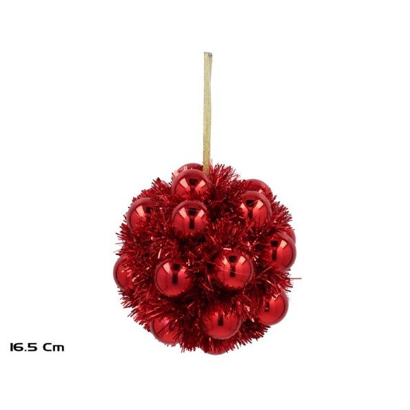 BOLA NAVIDAD 16,5CM ROJO SELMA