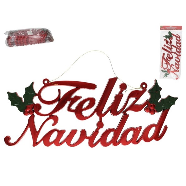 LETRERO FELIZ NAVIDAD ROJO 24X46CM