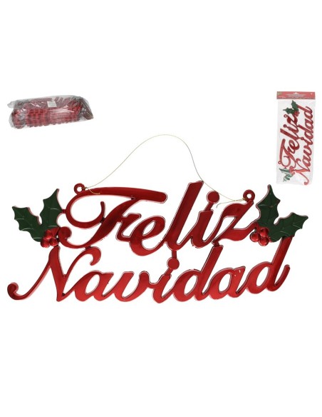 LETRERO FELIZ NAVIDAD ROJO 24X46CM