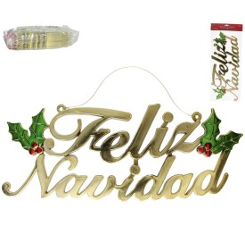 LETRERO FELIZ NAVIDAD ORO 24X46CM