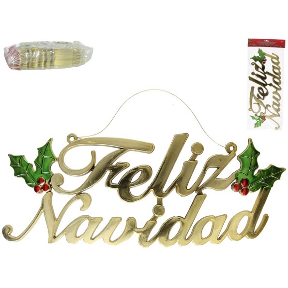 LETRERO FELIZ NAVIDAD ORO 24X46CM