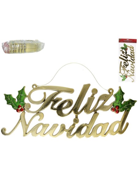 LETRERO FELIZ NAVIDAD ORO 24X46CM