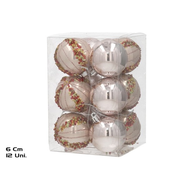 BOLA NAVIDAD X12 6CM PERLA