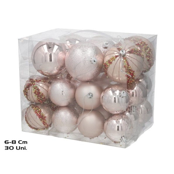 BOLA NAVIDAD X30 6CM/8CM PERLA