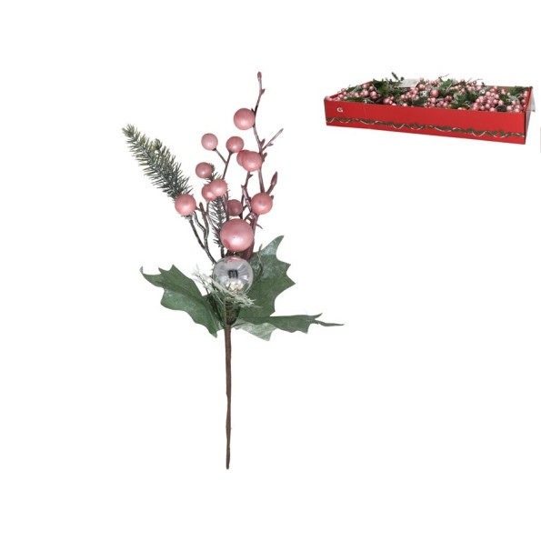 PICK BAYAS ROSA Y HOJAS 25X12CM