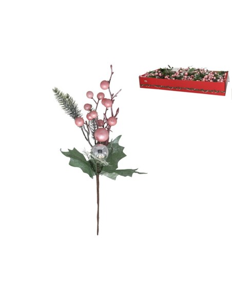 PICK BAYAS ROSA Y HOJAS 25X12CM