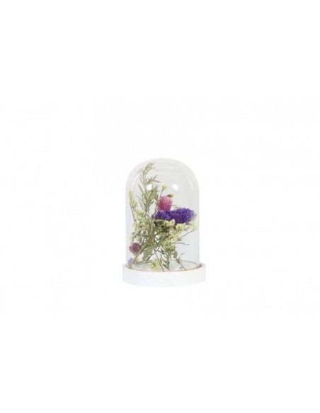 DOME WITH FLOWERS GLASS 10X10X15CM
