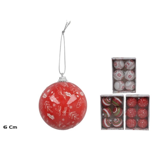 SET 6 BOLAS DE NAVIDAD COLGANTES 6CM SUZANNE 3STD