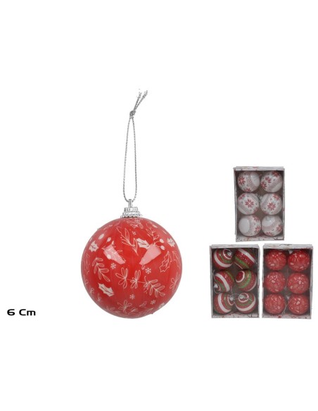 SET 6 BOLAS DE NAVIDAD COLGANTES 6CM SUZANNE 3STD
