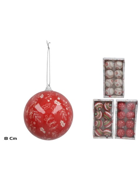 SET 8 BOLAS DE NAVIDAD COLGANTES 8CM SUZANNE 3STD